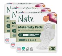 Naty Compresas postparto con alas, 100% algodón orgánico en la piel, 10 uds (Paquete de 3)