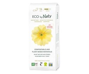 Naty Compresas sin Alas Normal - Compresas a base de plantas y absorbentes para mujeres, producto menstrual de algodón orgánico, mejor para la salud femenina (14 unidades)