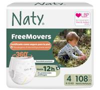 Naty FreeMovers Pañales Braguita, Talla 4 (8-15kg), 108 unidades