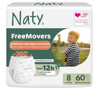 Naty FreeMovers Pañales Braguita, Talla 8 (17+kg), 60 unidades