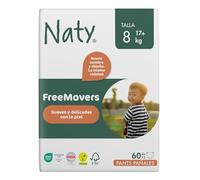 Naty FreeMovers Pañales Pants | Pañales Braguita Certificados para Piel Sensible | Suaves, Sin Perfume | Absorbentes y Anti-Fugas | Unisex Bebé y Niño | Talla 8 (17+ kg), 60 Unidades