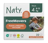 Naty FreeMovers Pañales Pants | Pañales Braguita Certificados para Piel Sensible | Suaves, Sin Perfume | Absorbentes y Anti-Fugas | Unisex Bebé y Niño | Talla 4 (8-15 kg), 22 Unidades
