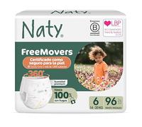 Naty FreeMovers Pañales Pants | Pañales Braguita Certificados para Piel Sensible | Suaves, Sin Perfume | Absorbentes y Anti-Fugas | Unisex Bebé y Niño | Talla 6 (14-20 kg), 96 Unidades