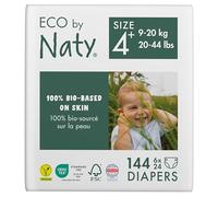 Naty Pañales Bebé - Pañales ecológicos a base de plantas, ideales para la piel sensible del bebé y ayuda a evitar las fugas (Talla 4+, 144 unidades)