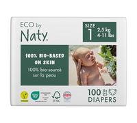 Naty Pañales Bebé - Pañales ecológicos a base de plantas, ideales para la piel sensible del bebé y ayuda a evitar las fugas (Talla 1, 100 unidades)