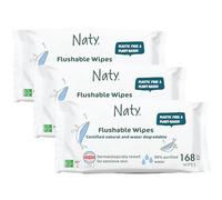 Naty Toallitas húmedas para WC, 98% Agua, 168 unidades (3 paquetes) | Hipoalergénicas, Naturales para Piel Sensible, Sin Perfume, de Origen Vegetal, para Recién Nacidos y Bebés, Limpieza suave