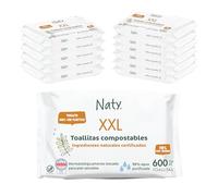 Naty Toallitas para Recién Nacidos y Bebés XXL, 98% Agua, 600 uds, 12 pqtes