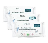 Naty toallitas WC para bebés y niños | De origen vegetal con 98% agua purificada | Para piel sensible | Aprendizaje para ir al baño | Biodegradables en agua | Sin plástico ni perfume | 168 unidades
