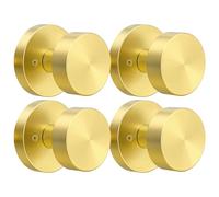 naubea Paquete de 4 Pomos de Puerta Falsos de Oro Cepillado Interior Pomos de Puerta Falsos de Latón Satinado para Armario, Pomo de Puerta Redondo Moderno de Servicio Pesado