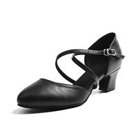 Naudamp Mujeres de Cuero de imitación de Correa Cruzada Zapatos de Baile de Salsa Cotyledon Latin Dance Tacones Altos