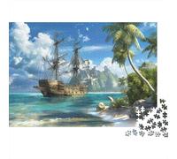 Naufragio Antiguo en la Playa Tropical El Paisaje Rompecabezas Puzzle 1000 Piezas, Juego Familiar, Decoración del Hogar, para Adultos 70x50cm/1000pcs