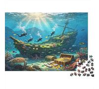 Naufragio Aventura Submarina Puzzle de 1000 Piezas Papel para Adultos Escena Subacuática Relajación Decoración Regalo 52x38cm/1000pcs
