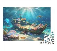 Naufragio Submarino Puzzle de 1000 Piezas Escena de Arrecife Submarino Puzzle para Adultos Papel Relajación Hogar Regalo Familiar 38x26cm/1000pcs