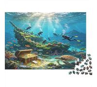Naufragio Submarino Puzzle de 1000 Piezas Escena de Coral Bajo el Agua Puzzle para Adultos Papel Juego Relajante Familiar Decoración Regalo 52x38cm/1000pcs