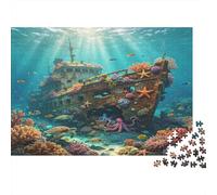 Naufragio Submarino Puzzle de 1000 Piezas Papel para Adultos Escena de Arrecife Subacuática Relajante Concentración Familia Regalo Decoración 52x38cm/1000pcs