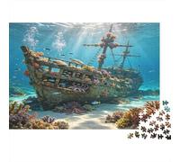 Naufragio Submarino Puzzle de 1000 Piezas Papel para Adultos Fondo Marino Puzzle para Toda la Familia Relajación Regalo 52x38cm/1000pcs