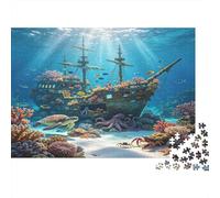Naufragio Submarino Puzzle de 1000 Piezas Papel para Adultos Vida Marina Juego de Puzzle 1000 Piezas Relax Decoración Regalo Familiar 38x26cm/1000pcs