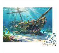 Naufragio Submarino Puzzle de 1000 Piezas Papel Puzzle para Adultos Escena Oceánica Juego de Puzzle 1000 Piezas Vida Marina Colorida Relajante Hogar 52x38cm/1000pcs