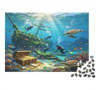Naufragio Tesoro Submarino Puzzle de 1000 Piezas Juego de Puzzle 1000 Piezas Cartón para Adultos Aventura Bajo el Agua Relajación Familiar Decoración Hogar Regalo 70x50cm/1000pcs