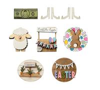 Naugan Decoración de Bandejas Una Capas de en Madera de Pascua Decoración de Escenas Domésticas 2