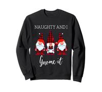 Naughty and I GNOME It Christmas Three Buffalo Plaid Gnomos Sudadera