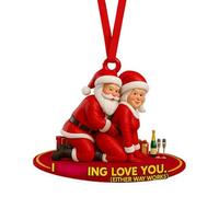 Naughty Christmas Santa Ornament - 2D Acrylic Decor, Double-Sided Romantic Santa Claus Ornaments | 2D Flat Acrylic Mischievous Hanging Decorations for Christmas Tree, Front Door, and Holiday Wreath