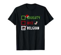 Naughty Nice Belgian Funny Belga Navidad Santa Bélgica Camiseta