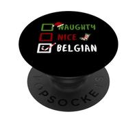 Naughty Nice Belgian Funny Belga Navidad Santa Bélgica PopSockets PopGrip Adhesivo