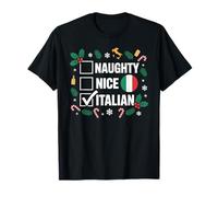 Naughty Nice Italian Funny Christmas Italia Flag Holiday Camiseta