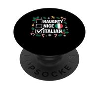 Naughty Nice Italian Funny Christmas Italia Flag Holiday PopSockets PopGrip Adhesivo