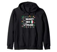 Naughty Nice Italian Funny Christmas Italia Flag Holiday Sudadera con Capucha