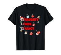 Naughty Nice Nancy Funny Christmas Nancy Nombre Camiseta gráfica económica, Hombre, Negro, XL