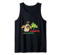Naughty Or Nice Pets Angel Pug Navidad Camiseta sin Mangas