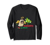 Naughty Or Nice Pets Angel Pug Navidad Manga Larga