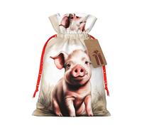 Naughty Pig Baby 1 bolsa de Navidad con cierre de cordón, 11 x 17 cm, para envolver regalos de cumpleaños y fiestas de Navidad