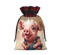Naughty Pig Baby 1 bolsa de Navidad con cordón de 4.7 x 6.9 pulgadas, bolsa robusta para regalos y artículos esenciales de uso diario