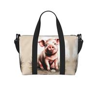 Naughty Pig Baby - Bolsa de gimnasio grande de 16 pulgadas, ligera, bolsa de lona para viajes, deportes, bolsa de hospital para mamá, Black, Talla única
