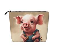 Naughty Pigs - Neceser con estampado de bebé de gran capacidad, bolsa de maquillaje de viaje para mujer, para uso diario, viajes, Black, Talla única