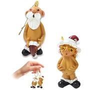 Naughty Santa Christmas Nicholas Ornament,Santa Claus Adornos para árbol de Navidad Colgantes,Colgante de Navidad Figuras de Navidad, Diversión, Decoraciones de Árbol de Navidad, Abuelos, 2 unidades