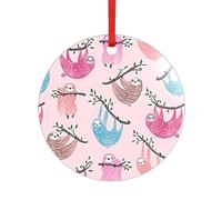 Naughty Sloth Baby - Colgante acrílico con una cinta roja, cada colgante está perforado con una cinta roja de 25 cm, One Size