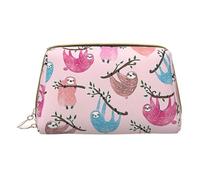 Naughty Sloth - Bolsa de almacenamiento de piel con cremallera para maquillaje, bolsa de almacenamiento portátil para lápiz labial, White, Talla única