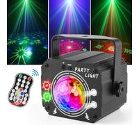 Nauotk - Luz de disco con mando a distancia, lámpara de escenario 3 en 1 controlada por música y sonido, luz de fiesta con estroboscópico, bola disco con 2 m cable USB para Halloween, Navidad,