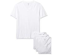 Nautica 4 Pack Cotton V-Neck T-Shirts Undershirts Camiseta, Blanco, L (Pack de 4) para Hombre
