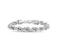 Nautica 8mm 8.5 Inch Rope Chain Bracelet for Men or Women in Rhodium Plated Brass