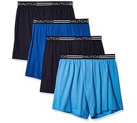 Nautica 4 Pack Classic Cotton Loose Knit Boxers Bóxer, Peacoat/Aero Blue/Sea Cobalt, Paquete de 4, S (Pack de 4) para Hombre