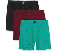 Nautica Calzoncillos Tipo bóxer de algodón para Hombre, 3 Unidades, Negro/Tawny Port/Lobsters-Pepper Green, M