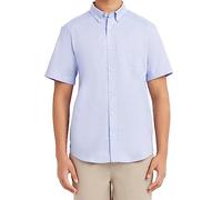 Nautica Camisa de Manga Corta con Botones Oxford para Hombre, Azul/Patchwork, Medium