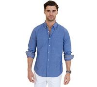 Nautica Camisa de Manga Larga con Botones y diseño de Cuadros de Ajuste clásico - Azul - XX-Large