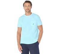Nautica Camiseta de Bolsillo con Cuello sólido y Manga Corta, Azul Claro, S Hombres