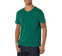 Nautica Short Sleeve Solid Slim Fit V-Neck T-Shirt Camiseta, Color: Verde Pino, XL para Hombre